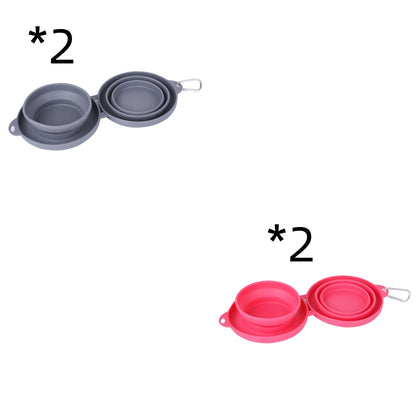 Rubber Foldable Double Feeding Bowl