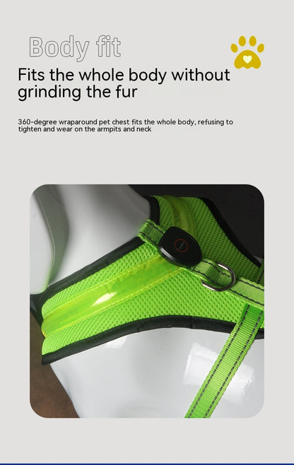LED Luminous Pet Harness Led USB Charging Chest Strap Vest