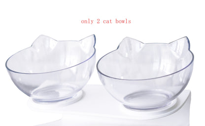New Inclined Oblique Mouth Transparent Single Pet Bowl