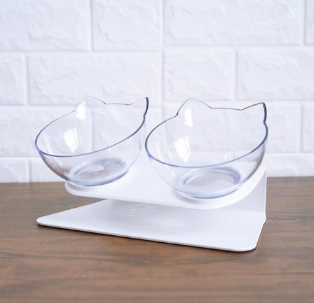 New Inclined Oblique Mouth Transparent Single Pet Bowl