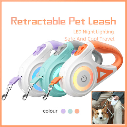 Pet Retractable Leash And Collar Spotlight Automatic Traction Rope
