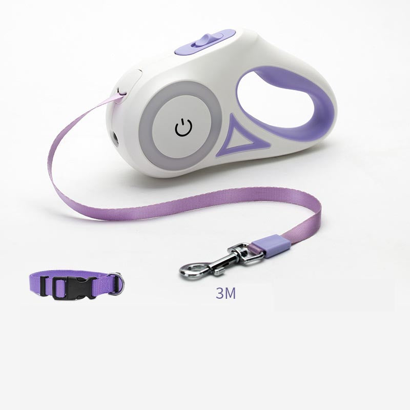 Pet Retractable Leash And Collar Spotlight Automatic Traction Rope