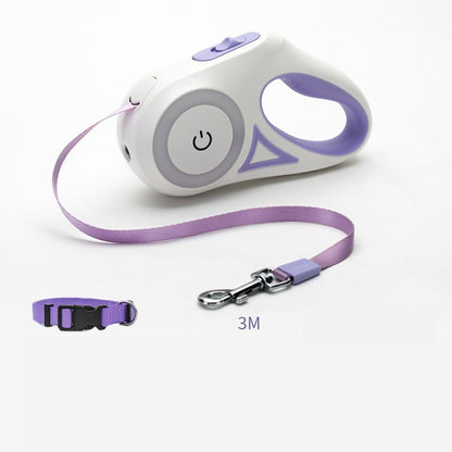Pet Retractable Leash And Collar Spotlight Automatic Traction Rope