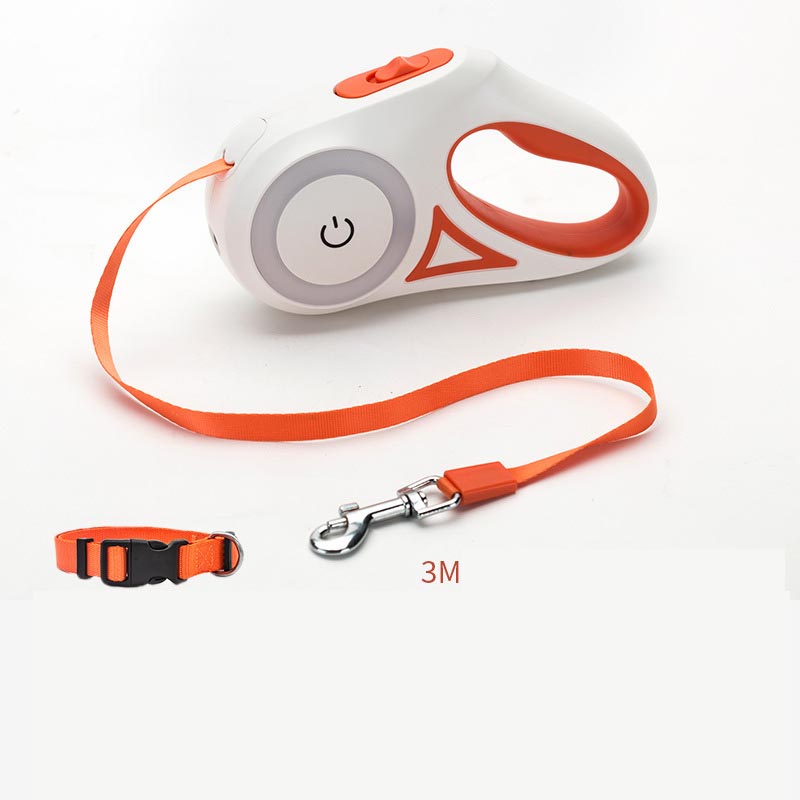 Pet Retractable Leash And Collar Spotlight Automatic Traction Rope