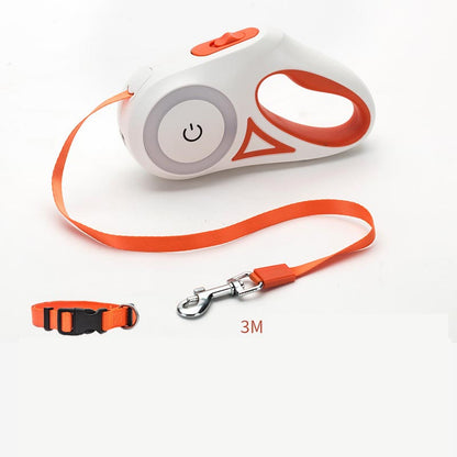 Pet Retractable Leash And Collar Spotlight Automatic Traction Rope
