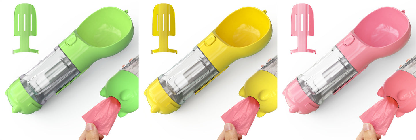 Pet Portable  Water Bottle Feeder Bowl Garbage Bag