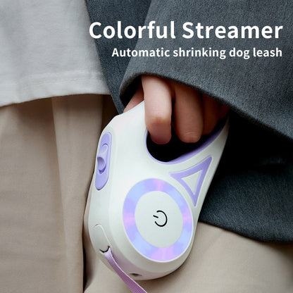 Pet Retractable Leash And Collar Spotlight Automatic Traction Rope