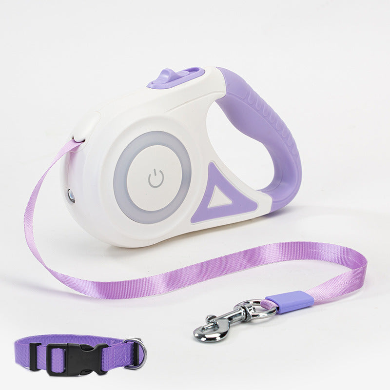 Pet Retractable Leash And Collar Spotlight Automatic Traction Rope