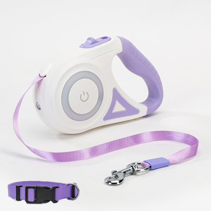 Pet Retractable Leash And Collar Spotlight Automatic Traction Rope
