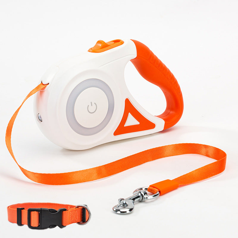 Pet Retractable Leash And Collar Spotlight Automatic Traction Rope